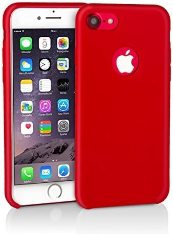 Epeolatry iPhone 7 Case iPhone 8 Case Liquid Silicone Rubber iPhone 7 with Provide Shock Resistance Anti-slip Soft Microfiber Cloth Cushion(4.7 inches) (Red)