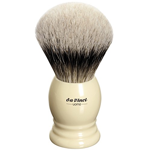 da Vinci Shaving Series 292 UOMO Silvertip Shaving Brush, Badger Hair with Ivory Ringed Handle, 25mm, 70 Gram