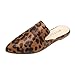 Maypie Womens Flat Mules Closed Pointed Toe Slip On Loafer Slides Backless Shoes, Leopard, 10 B(M) US