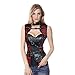 Charmian Women's Retro Goth Spiral Steel Boned Brocade Steampunk Bustiers Corset with Jacket and Belt Black/Red XXXX-Large