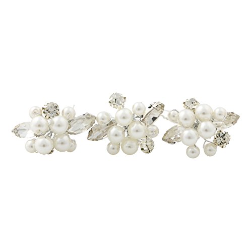Yean Bridal Silver Hair Pins Set, Wedding Decorative Rhinestones Hair Pins for Women and Girls (Set of 3) - Thumbnail 6