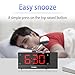 REACHER Projection Alarm Clock Radio with Dual Alarm USB Sleep Timer 0-100 Dimmer and Snooze Time Option for Bedroom