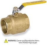 Smith-Cooper International 8155 Series Brass Ball Valve, Inline, Lever Handle, 1-1/2