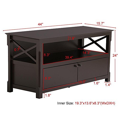 go2buy X-Shape Wood TV Stand Media Console Cabinet Home Entertainment Center Table for Flat Screen TVs, Espresso