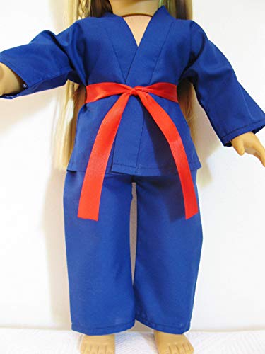 Handmade Doll Clothes Blue Karate Uniform Gi Judo TKD fits 18" American Girl Dolls