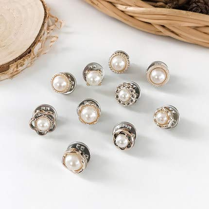 20Pcs Sweater Shawl Clips Rhinestone Crystal Brooch V Neck Lapel Pins, Cardigan Corsage Safety Pin Safety Buckle Buttons Metal Tie Tacks Pin for Clothes Hat Decorate (Pearls Suit)