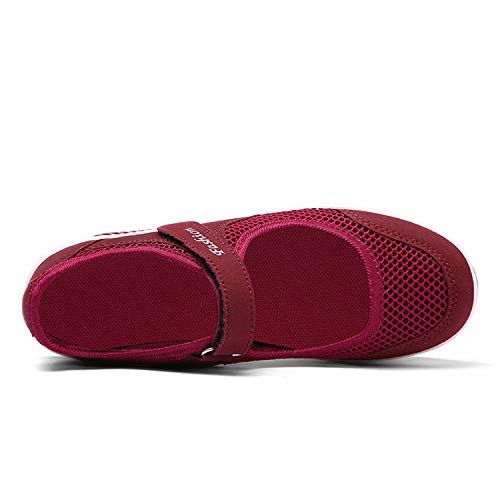 CARENURSE Women Ladies Nurse Shoes Toning Rocker Sneakers for Walking Work Fitness Red