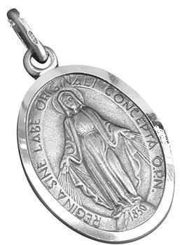 Medal Silver Miraculous of Our Lady 15 mm x 18 mm high. Our Lady Immaculate Medal.Steling Silver our Lady