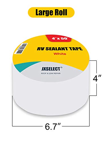 JXSELECT RV Sealant Tape, 4" x 50' RV Roof Repair Tape White RV Seal Tape - UV Resistant & Weatherproof RV Roof Tape to Repair Leaks and Seal Roof Openings,Roof Seams,Window Seams and More - Thumbnail 2