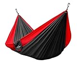 Lamoo Single Camping Hammock - Ultralight Portable Nylon Parachute Hammocks for Backpacking, Travel, Camping, Beach, Tree Ropes & Aluminum Wiregate Carabiners Included ¡­