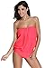 Huusa Womens Sexy Bandeau Blouson Tankini 2pcs Swimsuit Bikini M Red