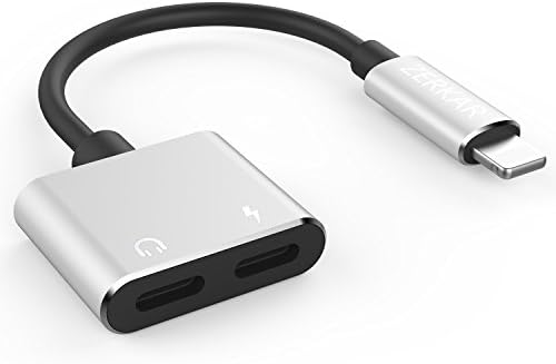 iphone 7 headphones adapter splitter Dual Lightning charge and listen to music for iPhone 7 iPhone 8 iPhone x ,Calling Function and Music Control,Support iOS 11(Silver)