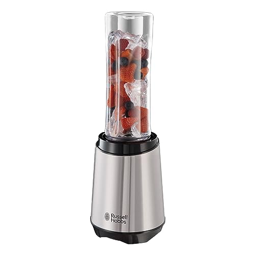 Batidora de Vaso Individual Mix & Go, Batidora Smoothie, Mini Batidora para Zumos, Batidos, Gazpachos, Vaso de 600 ml, Tapa, sin BPA, Pies Antideslizantes, Acero Inoxidable, 23472-56