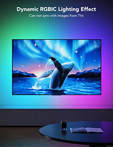 Govee RGBIC TV Backlight 4.6M for 70-80 inch TVs, Smart Strip with Wi-Fi and Bluetooth, Works Alexa & Google Assistant, 219+ Modes, Music Sync, Adapter Power