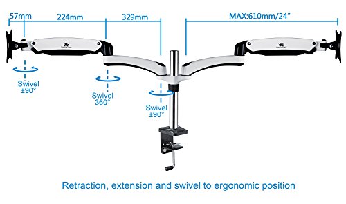 Mounting Dream MD4130-2 Monitor Desk Mount Stand with Dual Spring Arms Fits Most of 10-26” Monitors, LED and LCD Displays with VESA of 3”x 3” and 4”x 4” - Thumbnail 6