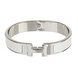Xinhongbo Women's Stylish 316l Stainless Steel Anti-allergic H-shaped Buckle Bracelet Bangle - Silver + White