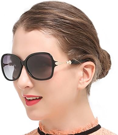 Women's Sunglasses Fashion Unique Large Frame Wear Comfortable Polarized Uv Protection for Various Occasions (Black, Default image color)