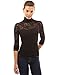 PattyBoutik Women's Turtleneck Sheer Lace Blouse (Black S)