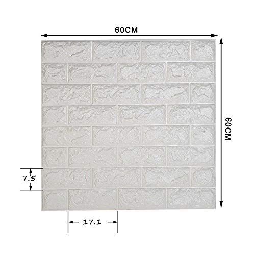 AILIDA Carta da Parati Mattoni 3d Bianco Autoadesiva Muro Impermeabile Pannelli Adesivi per Pareti
