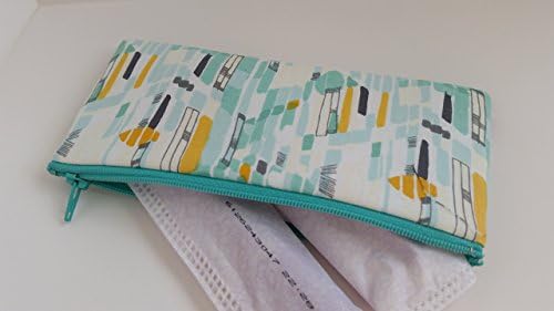Tampon or sunglasses case- Aqua and yellow lines
