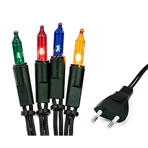 Hellum 833577 Lichtketting 35 Pisellokaarsen kleurrijk/8,1 m/binnen/toevoerleiding 2 x 1,5 m groen