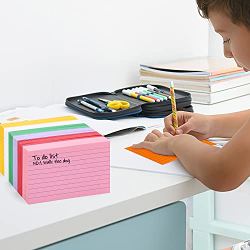 Koogel 1200PCS Colored Index Cards, Flash Cards 12 Neon Colors 3x5 Inch Study Cards with One Ruled Side One Blank Side for School Office Learning Note Taking