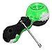 Unbreakable Honey Silicone Straw Pipe with Cleaner Cover and Decorative Bowl Interior (Black Green)