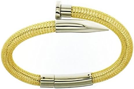 Vice Bracelet Silver Nail Design Gold Stainless Steel Mesh Medium 7.5 inch