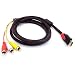 ANRANK HA151080AK HDMI Male to 3RCA Male Extension Cable Adapter for TV HDTV DVD 1080p Black 1.5M
