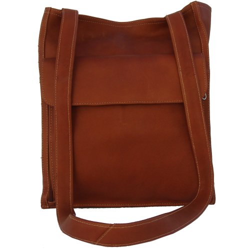 Piel Leather Shoulder Tote Organizer, Saddle, One Size