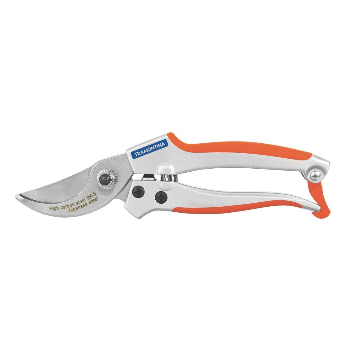 Tramontina Bypass Pruning Shears 20cm with Carbon Steel Blades, Ergonomic Rubber Grip Handles, Safety Lock & Shock Absorber, Heavy Duty Garden Secateurs for Branches & Shrubs (20mm Cut Capacity)