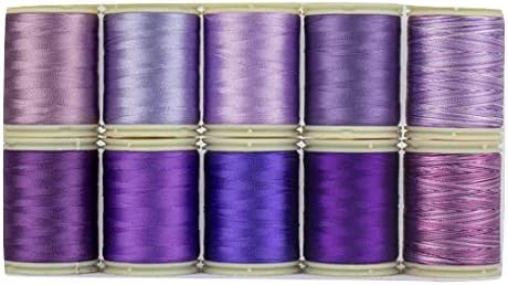 WonderFil, Specialty Threads, Splendor, 2-Ply Rayon Versatile Thread, 40wt, Purple - Set of 10