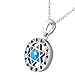 My Daily Styles 925 Sterling Silver Jewish Star of David Blue Turquoise-Tone Simulated Opal CZ Pendant Necklace