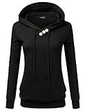 NINEXIS Women's Long Sleeve Button V-Neck Sweatshirts Pullover Hoodie