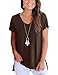 Women T Shirts Short Sleeve Cotton Blouse Tops Loose Fit Plus Size Coffee XL
