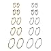 Evevil Fake Nose Ring Clip On Hoop Earrings For Women Faux Lip Septum Ring Spring Endless Hoop Earrings Non Piercing Lobes Men Women (10 Pairs, 13mm-25mm,Steel Plated & Gold Plated Color)