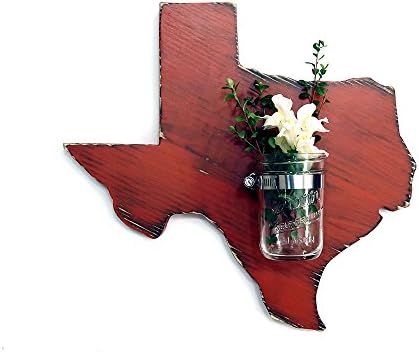 Texas State Mason Jar Vase Candle holder Flower Vase Sconce Rustic Wood Sign Wall Decor Housewarming Wedding Gift