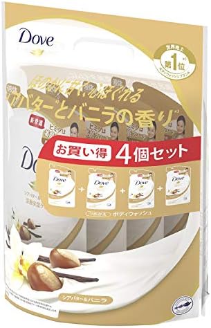 Dove Body Wash, Shea Butter & Vanilla, Refill, 12.3 oz (340 g) x 4 Packs
