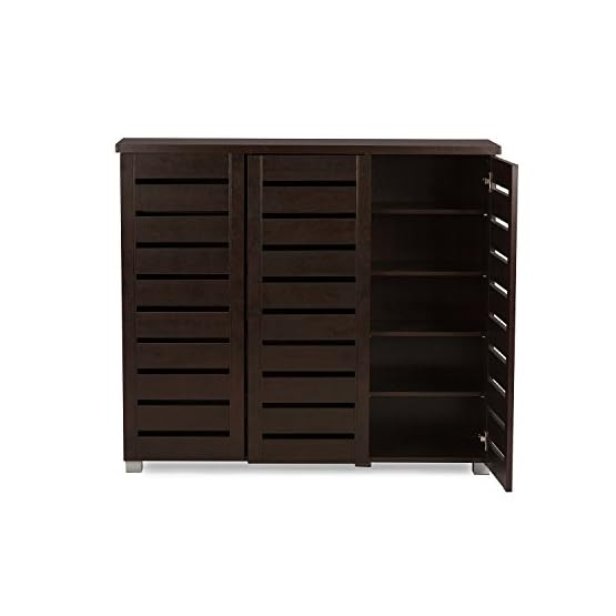 Wholesale Interiors Baxton Studio Adalwin Modern and Contemporary 3-Door Dark Brown Wooden Entryway Shoes Storage Cabinet - Image 5