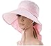 Ls Lady Womens Summer Flap Cover Cap Cotton Anti-UV UPF 50+ Sun Shade Hat with Bow. Adjustable Hat (One Size,0 Pink)