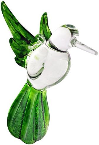 Crystal Castle Glass Hanging Hummingbird Figurine Solid Color Clear Body (Green)
