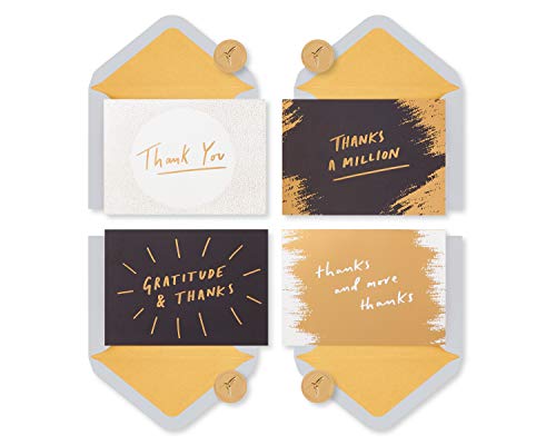 Papyrus Blank Cards with Envelopes, Gold, Black and Cream (16-Count)