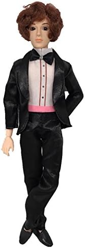 abbyfrank 1 piece 30cm 14 Moveable Jointed Doll With Outfit Coat Formal Dress Suit Clothes Man Naked Body Boyfriend Prince Nude Doll DIY Learning Toys For Children(Black)