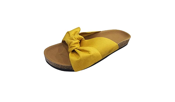 Sandalias planas de verano para mujer, con moño, con plataforma, cómodas,  de corcho, color Amarillo, talla 36 EU : Amazon.es: Zapatos y complementos