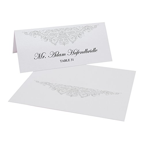 Documents and Designs Paisley Easy Print Place Cards (Select Color/Quantity), Pearl White, Silver, Set of 50 (9 Sheets) - Thumbnail 7