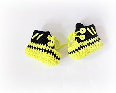 Crochet Baby Sneakers Black yellow Newborn Converse