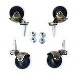 OfficeLogixShop - 4-Pack 2-inch Antique Gold Ball Caster with Wood Stem and Socket - Suitable for Sofa, Table, Chairs and Other Furniture | 1 Year Limited Warranty |