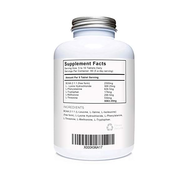 Essential-Amino-Acids-EAAs-by-LLS-Includes-All-3-BCAAs-Plus-5-More-Amino-Acids-Necessary-to-Build-and-Repair-Muscle-300-Tablets-60-Servings-5-10g-per-Serving-Manufactured-Here-in-the-UK-Under-BRC-Cert Essential Amino Acids by LLS - All 9 EAA Amino Acids with All 3 BCAA's Plus 6 More EAA's Necessary to Build and Repair…