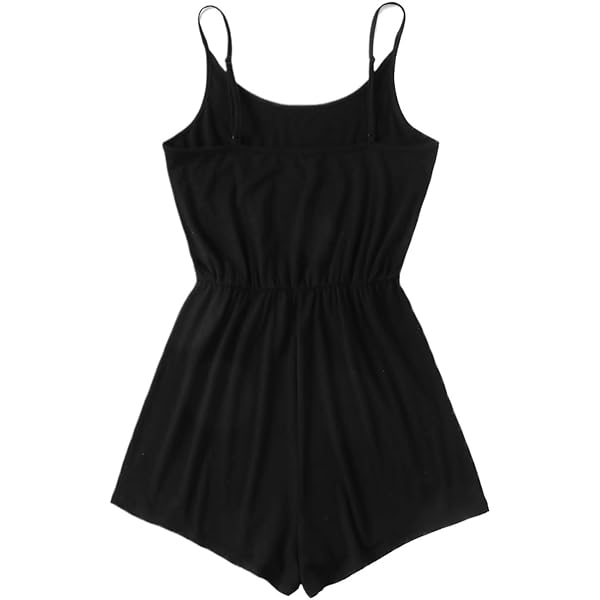 Wellness Cami Romper ロンパース　BLACK Milumia Women's Plus Size Cami Romper Wrap V Neck Spaghetti