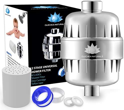 Olechka Naturals Shower Heads Hard Water Filter | Neutralize Chlorine, Lead Reduce Hair and Skin Dryness of Men & Women | 12 Stage Soft Water Shower Filter Improves Skin Condition, Hair and Nails
